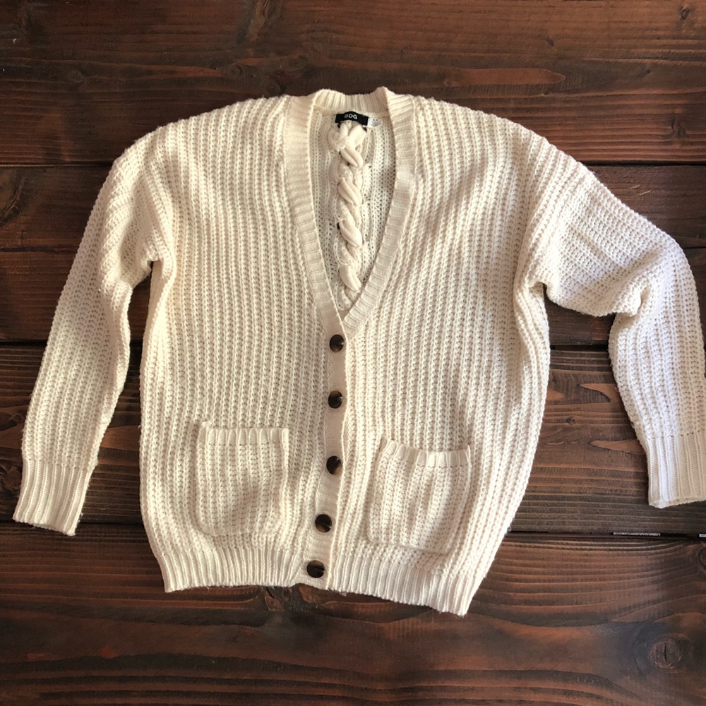 Urban Outfitters Ivory/White Button Cardigan